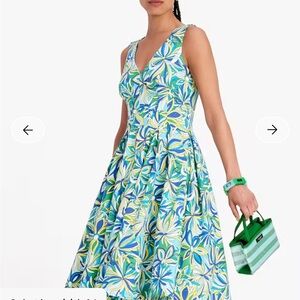Kate Spade EUC Vibrant Green and Blue Floral Midi Dress. Anemone Amelia.